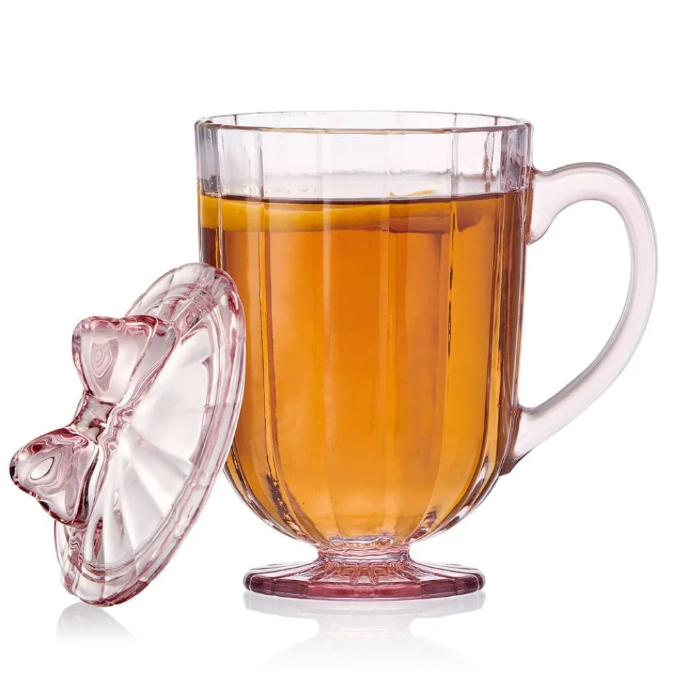 Darbie Angell Bliss Blush Set of 2 Footed Drinking Glasses with Lid