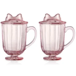 Darbie Angell Bliss Blush Set of 2 Footed Drinking Glasses with Lid