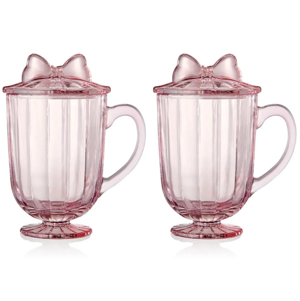 Darbie Angell Bliss Blush Set of 2 Footed Drinking Glasses with Lid
