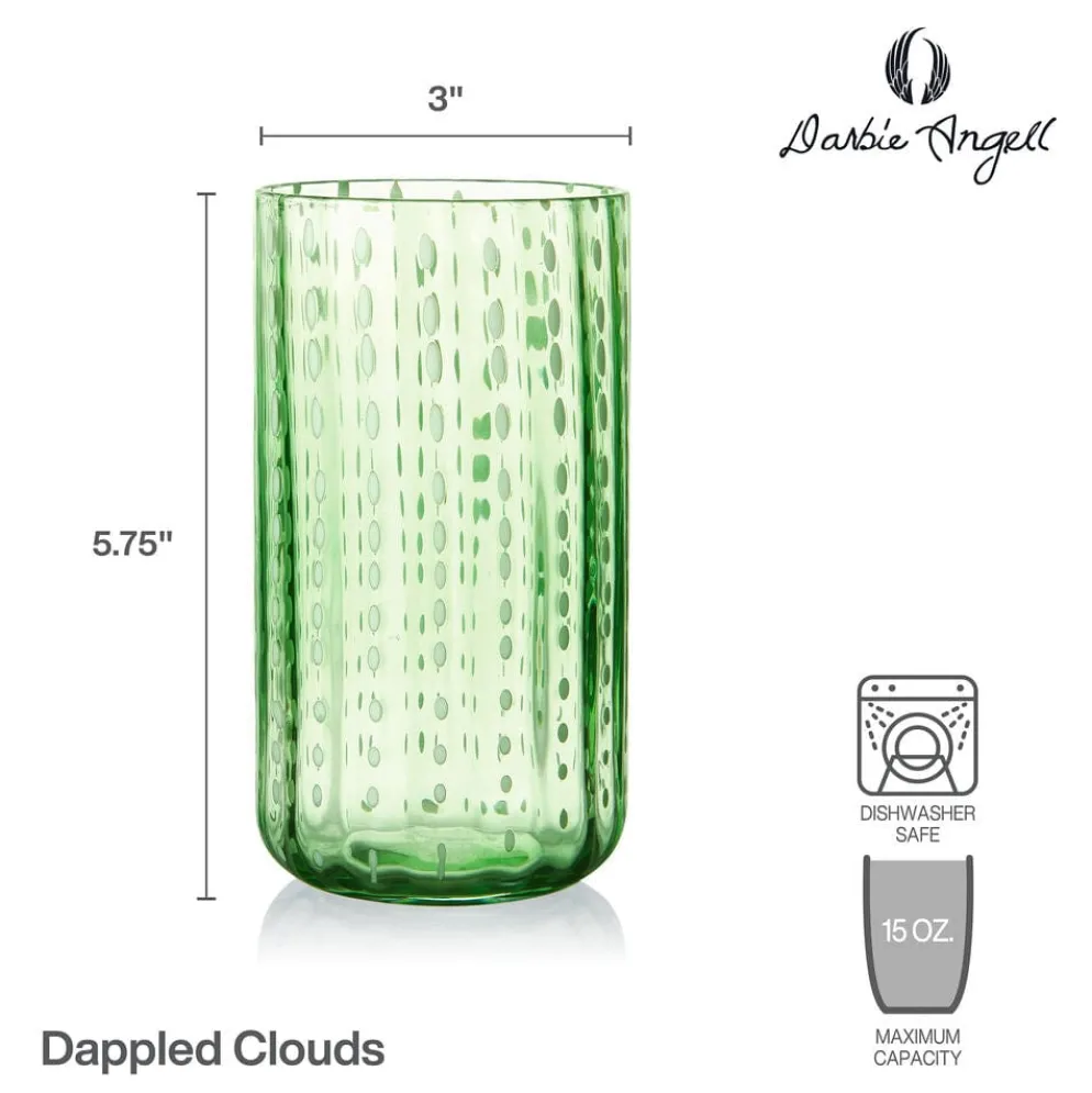 Darbie Angell Dappled Clouds Seafoam Set of 4 Highball Glasses