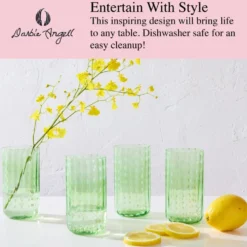 Darbie Angell Dappled Clouds Seafoam Set of 4 Highball Glasses