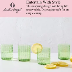Darbie Angell Dappled Clouds Seafoam Set of 4 Double Old Fashioned Glasses