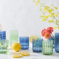 Darbie Angell Dappled Clouds Cobalt Set of 4 Highball Glasses