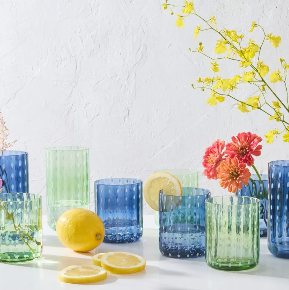 Darbie Angell Dappled Clouds Cobalt Set of 4 Highball Glasses