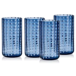 Darbie Angell Dappled Clouds Cobalt Set of 4 Highball Glasses