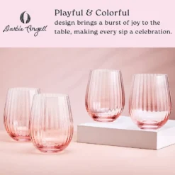 Darbie Angell Good Day Blush Set of 4 Stemless Wine