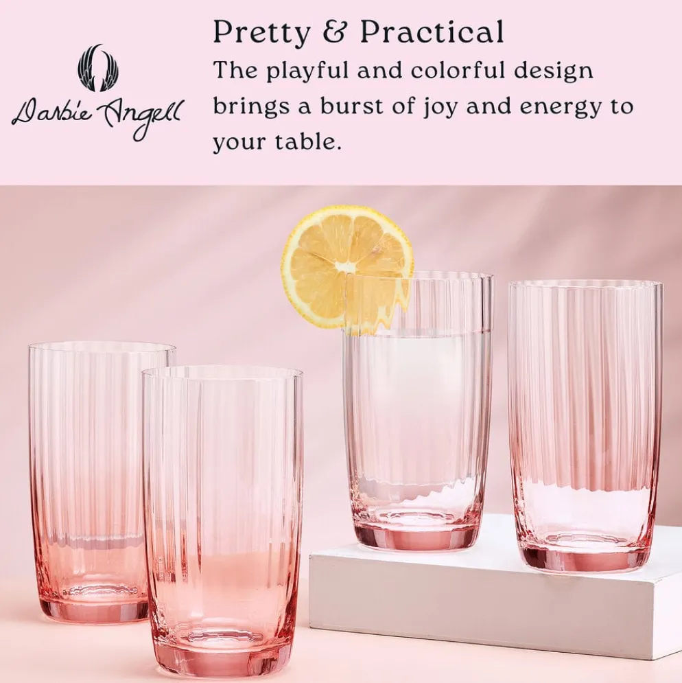 Darbie Angell Good Day Blush Set of 4 Highball Glasses