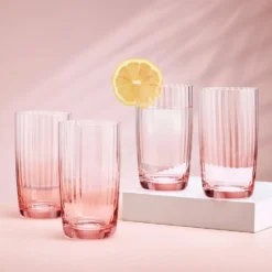 Darbie Angell Good Day Blush Set of 4 Highball Glasses