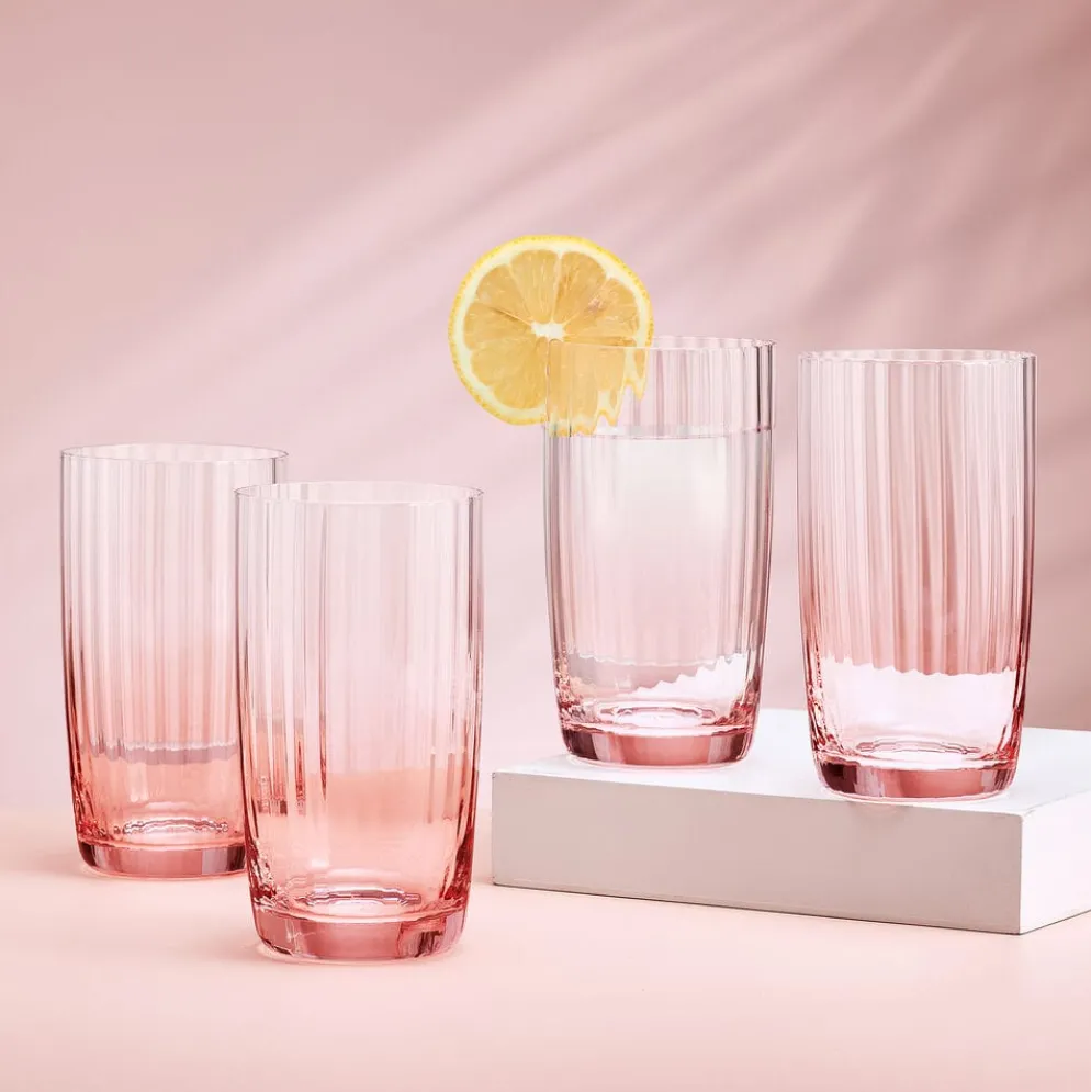 Darbie Angell Good Day Blush Set of 4 Highball Glasses
