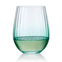 Darbie Angell Good Day Teal Set of 4 Stemless Wine Glasses