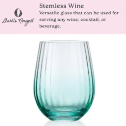 Darbie Angell Good Day Teal Set of 4 Stemless Wine Glasses