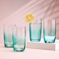 Darbie Angell Good Day Teal Set of 4 Highball Glasses