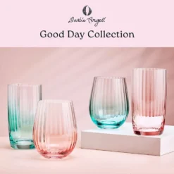 Darbie Angell Good Day Teal Set of 4 Highball Glasses