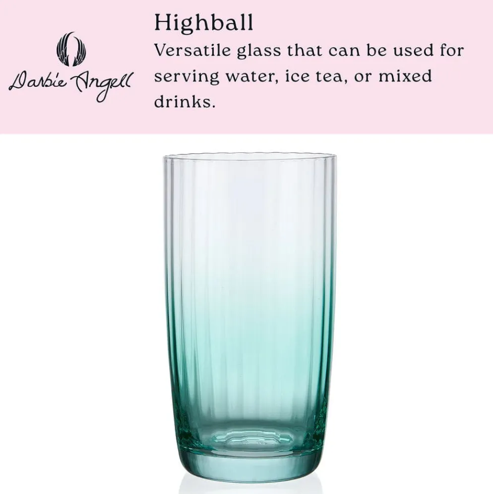 Darbie Angell Good Day Teal Set of 4 Highball Glasses