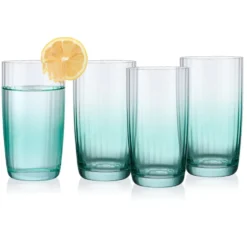 Darbie Angell Good Day Teal Set of 4 Highball Glasses