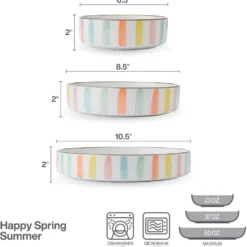 Darbie Angell Happy Spring Summer 9 Piece Bowl Set, Service for 3