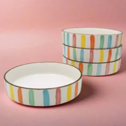 Darbie Angell Happy Spring Summer Set of 4 Pasta Bowls