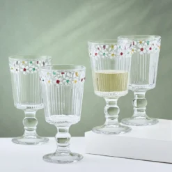Darbie Angell Painted Daisy Set of 4 Goblets