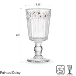 Darbie Angell Painted Daisy Set of 4 Goblets