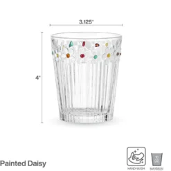 Darbie Angell Painted Daisy Set of 4 Double Old Fashioned Glasses