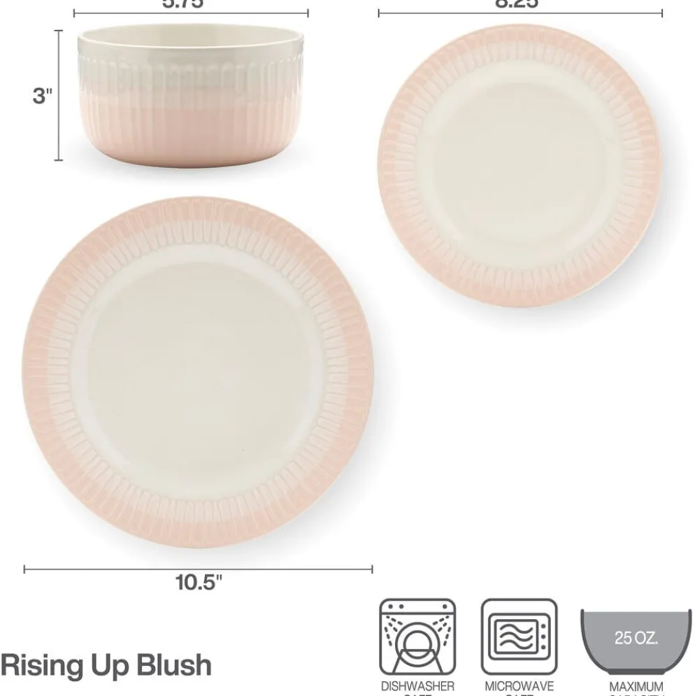 Darbie Angell Rising Up Blush 12 Piece Dinnerware Set, Service for 4