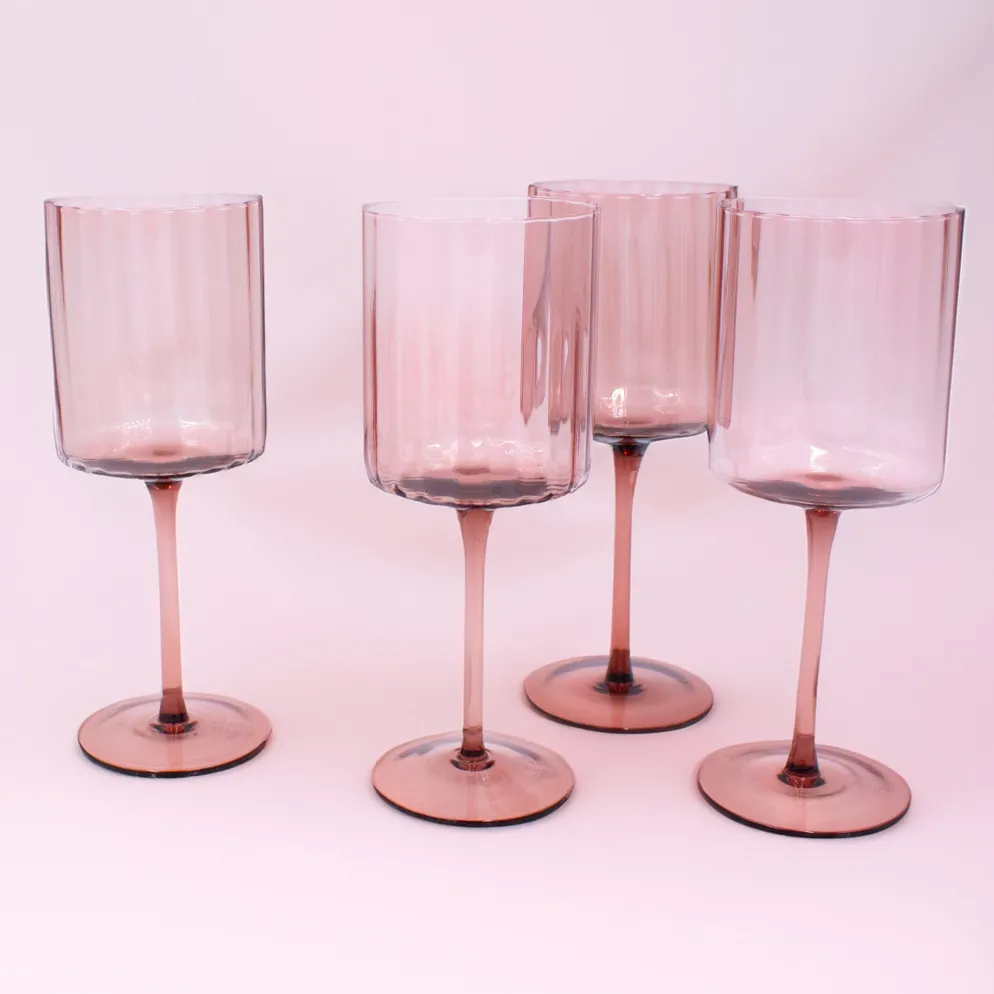 Darbie Angell Set of 4 Prismatic Lilac Wine Glasses
