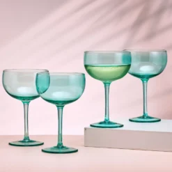 Darbie Angell Vibrance Teal Set of 4 Coupe Cocktail Glasses
