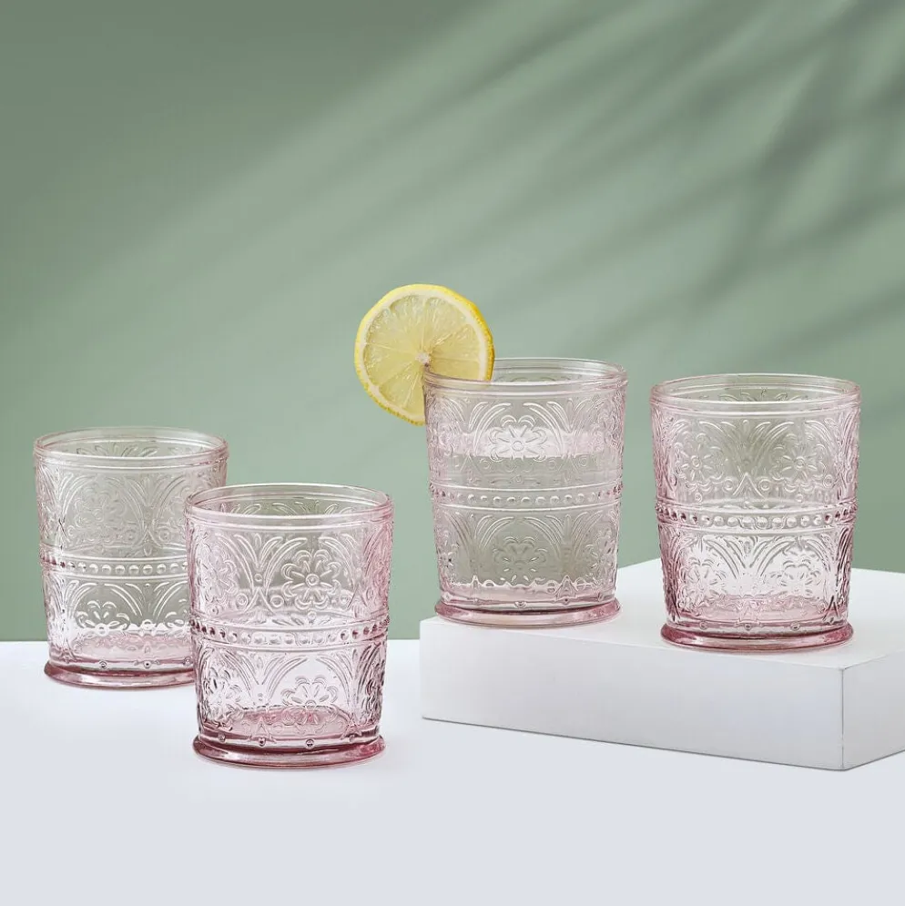 Darbie Angell Wanderlust Blush Set of 4 Double Old Fashioned Glasses