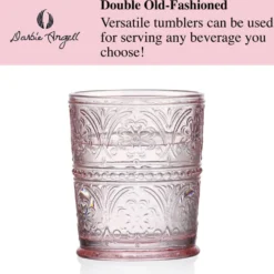 Darbie Angell Wanderlust Blush Set of 4 Double Old Fashioned Glasses