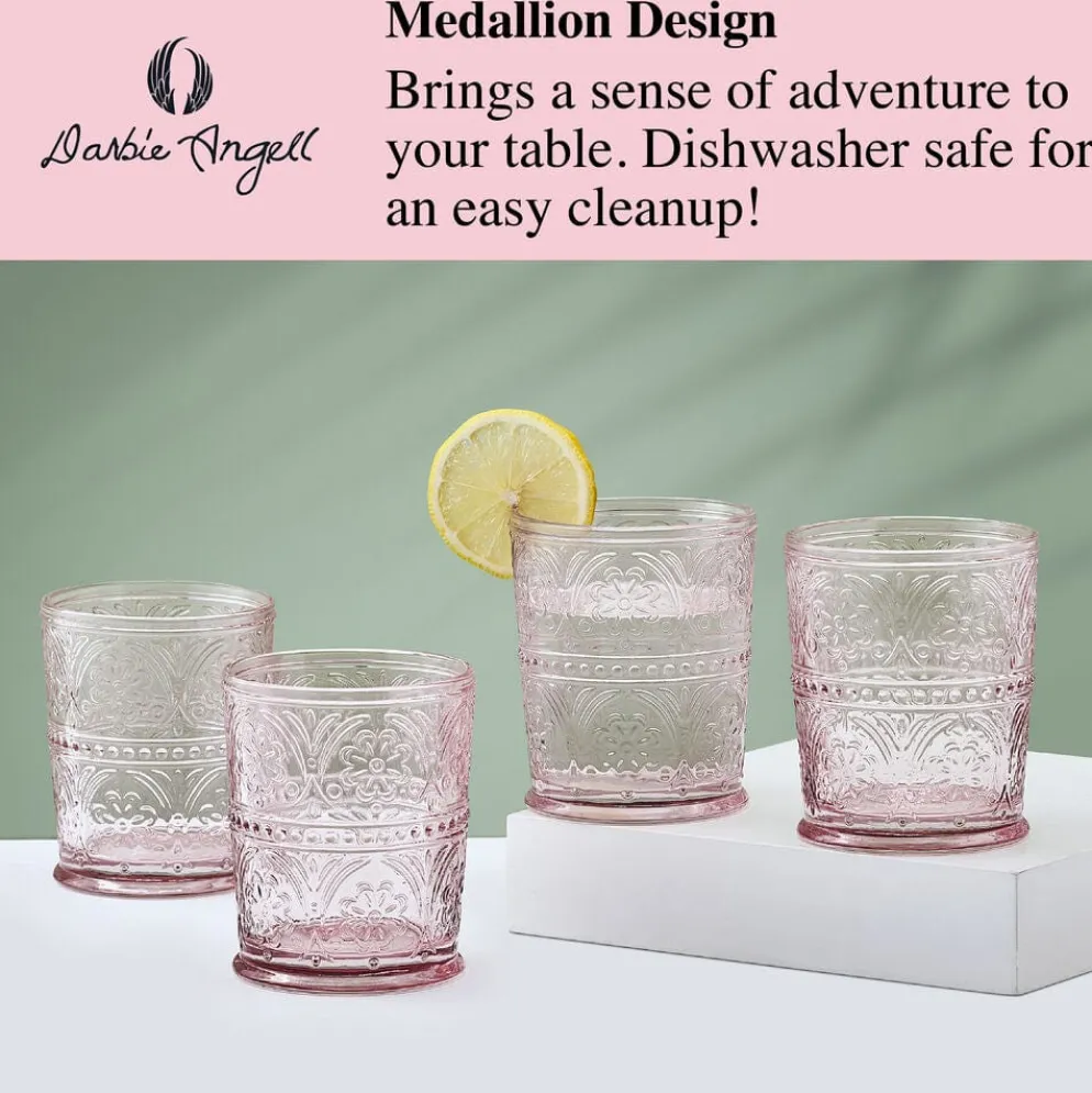 Darbie Angell Wanderlust Blush Set of 4 Double Old Fashioned Glasses