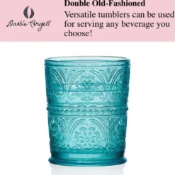 Darbie Angell Wanderlust Teal Set of 4 Double Old Fashioned Glasses