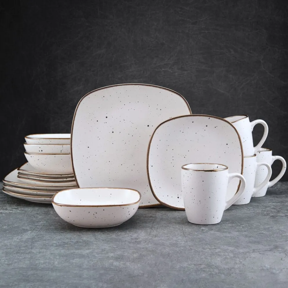Decker White 16 Piece Dinnerware Set, Service for 4