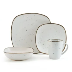 Decker White 16 Piece Dinnerware Set, Service for 4