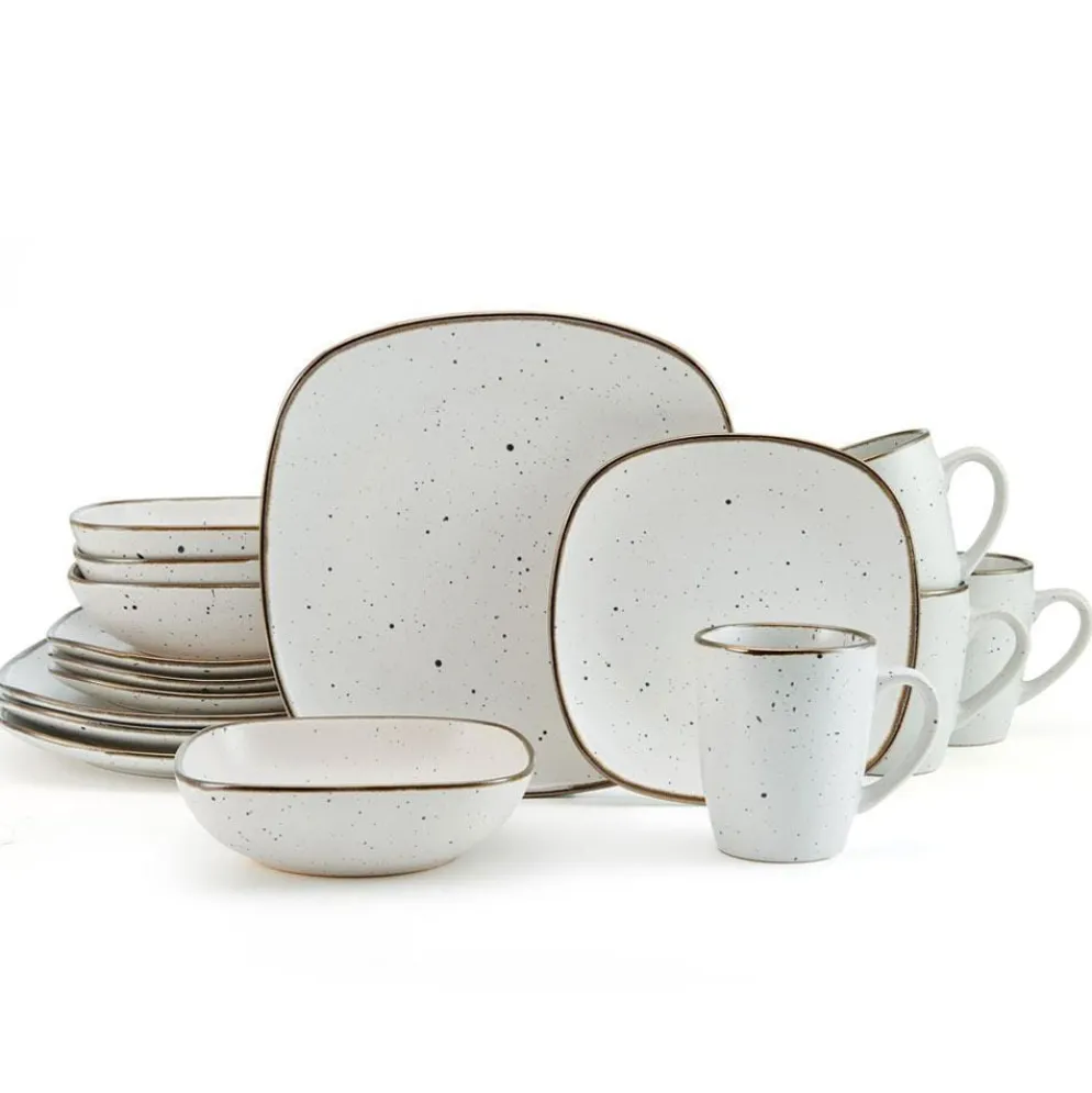 Decker White 16 Piece Dinnerware Set, Service for 4