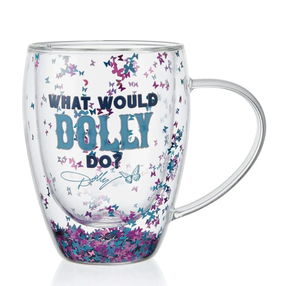 Dolly Parton Confetti Set of 2 Double Wall Glass Mugs