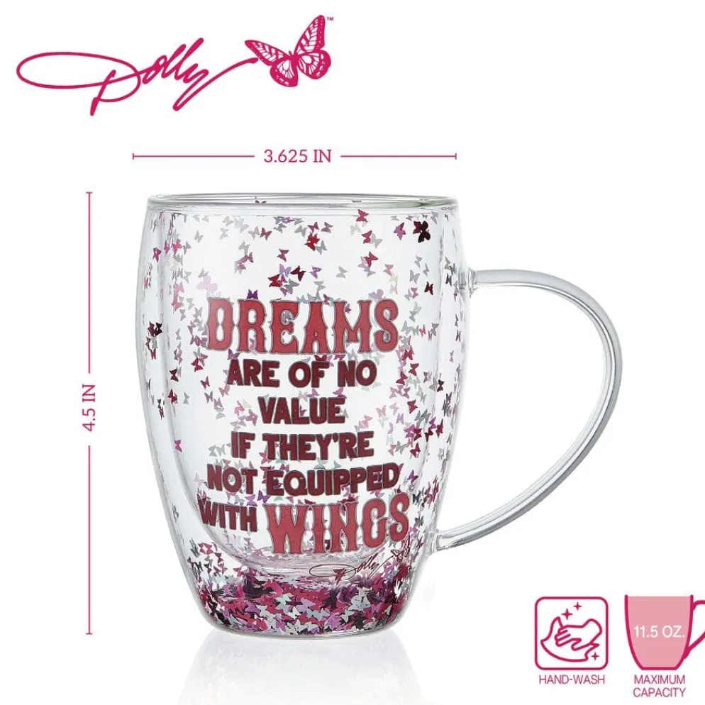 Dolly Parton Confetti Set of 2 Double Wall Glass Mugs