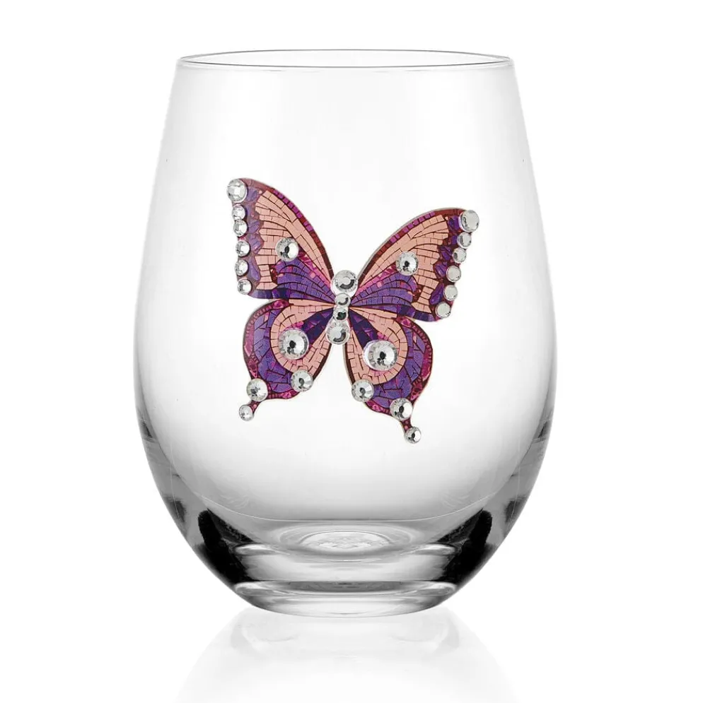 Dolly Parton Jeweled Mosaic Set of 2 Stemless Wine Glasses
