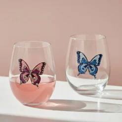 Dolly Parton Jeweled Mosaic Set of 2 Stemless Wine Glasses