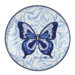 Dolly Parton Mosaic Blue Butterfly 12 Piece Dinnerware Set Service for 4