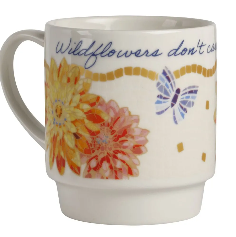 Dolly Parton Mosaic Floral Set of 4 Mugs with Rack