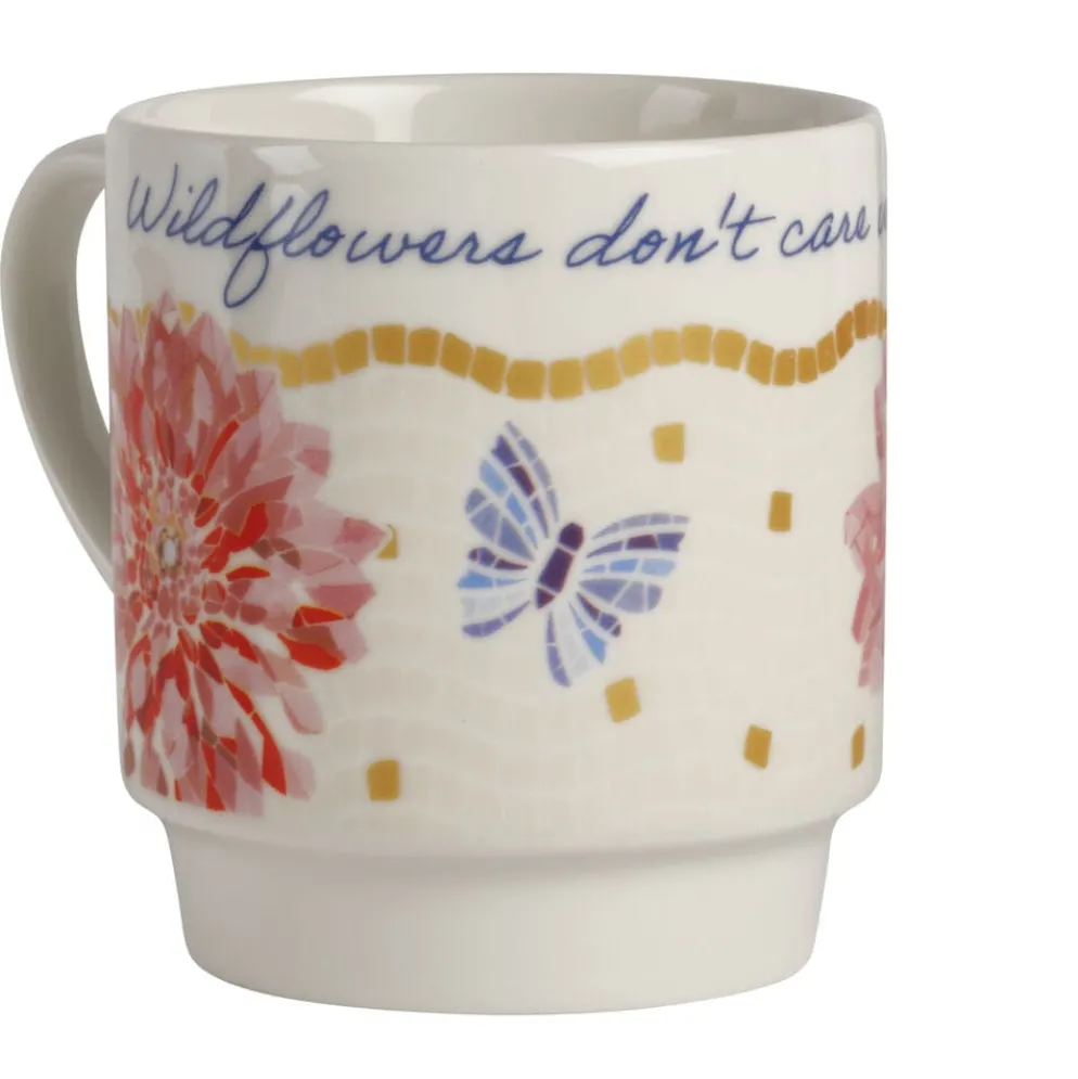 Dolly Parton Mosaic Floral Set of 4 Mugs with Rack