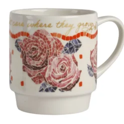 Dolly Parton Mosaic Floral Set of 4 Mugs with Rack