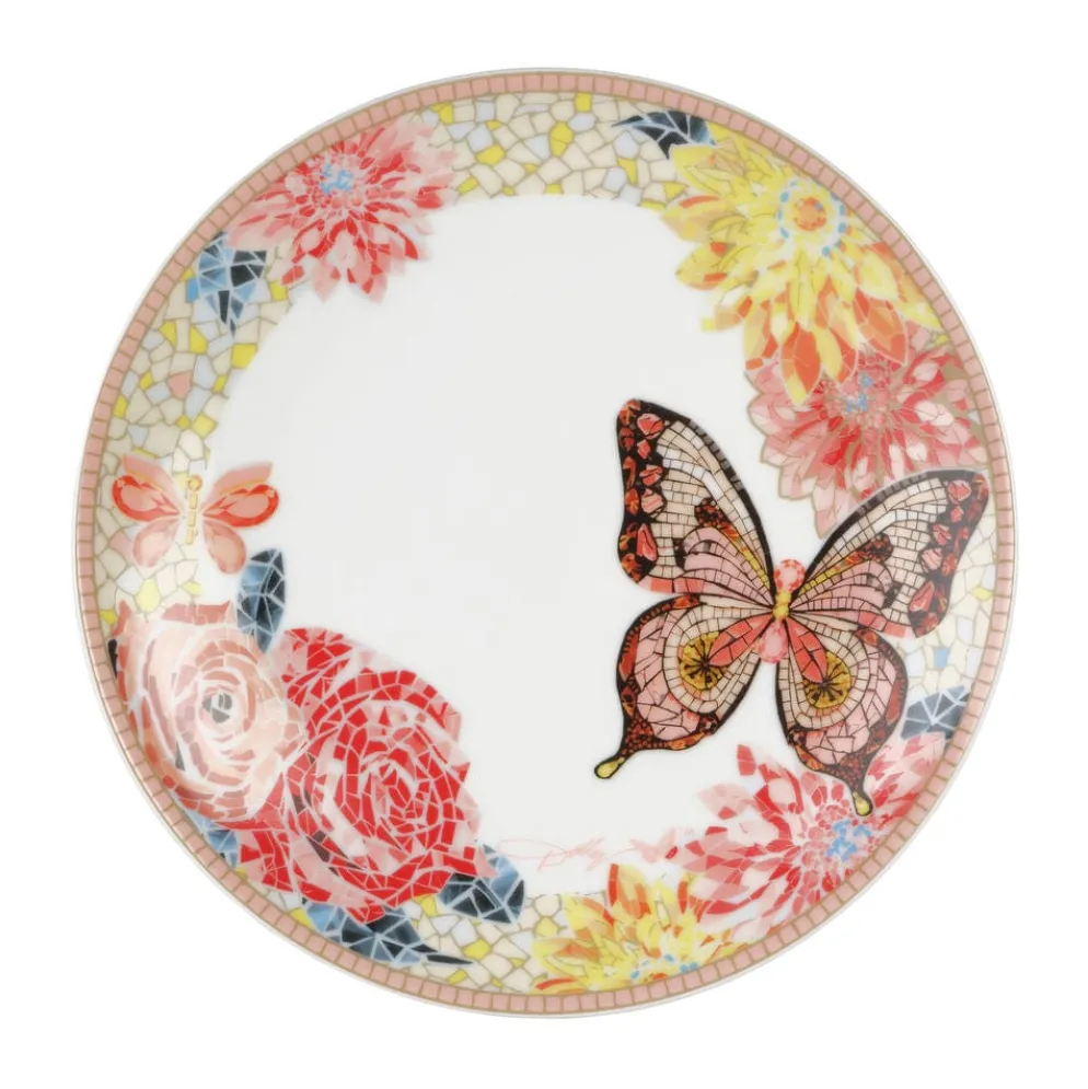 Dolly Parton Mosaic Peach Butterfly 12 Piece Dinnerware Set Service for 4