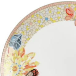Dolly Parton Mosaic Peach Butterfly 12 Piece Dinnerware Set Service for 4