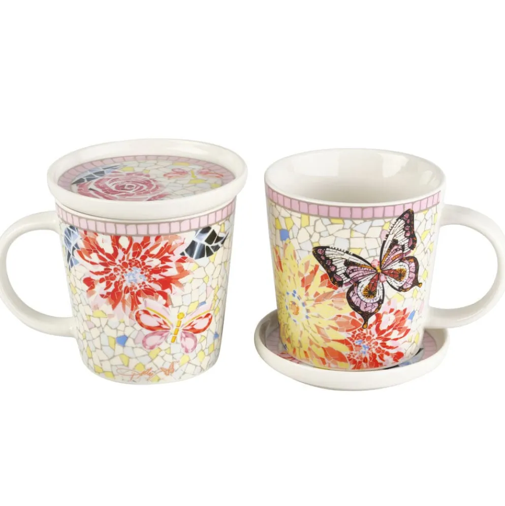 Dolly Parton Mosaic Set of 2 Mugs with Lid Coaster
