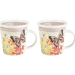 Dolly Parton Mosaic Set of 2 Mugs with Lid Coaster