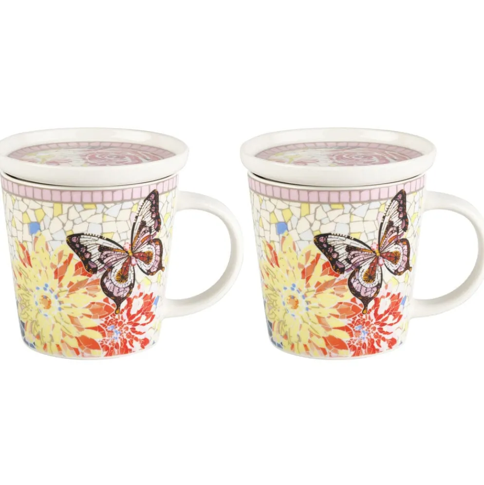 Dolly Parton Mosaic Set of 2 Mugs with Lid Coaster