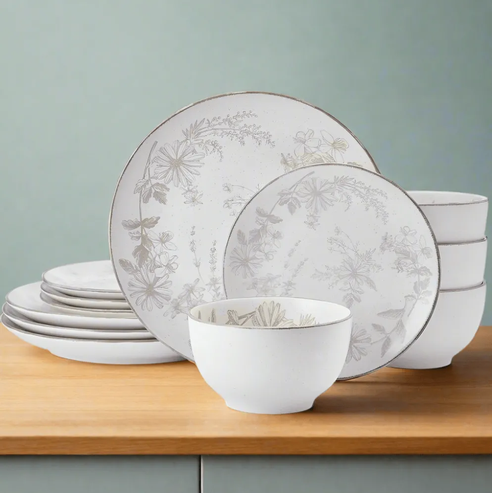 Enchanted Bloom 12 Piece Dinnerware Set, Service for 4