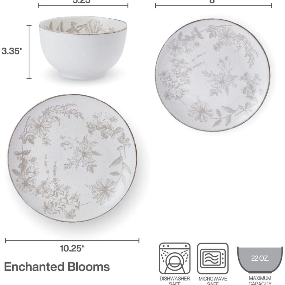 Enchanted Bloom 12 Piece Dinnerware Set, Service for 4