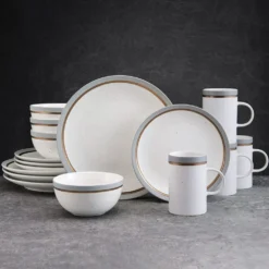 Ezra Grey 16 Piece Dinnerware Set, Service for 4